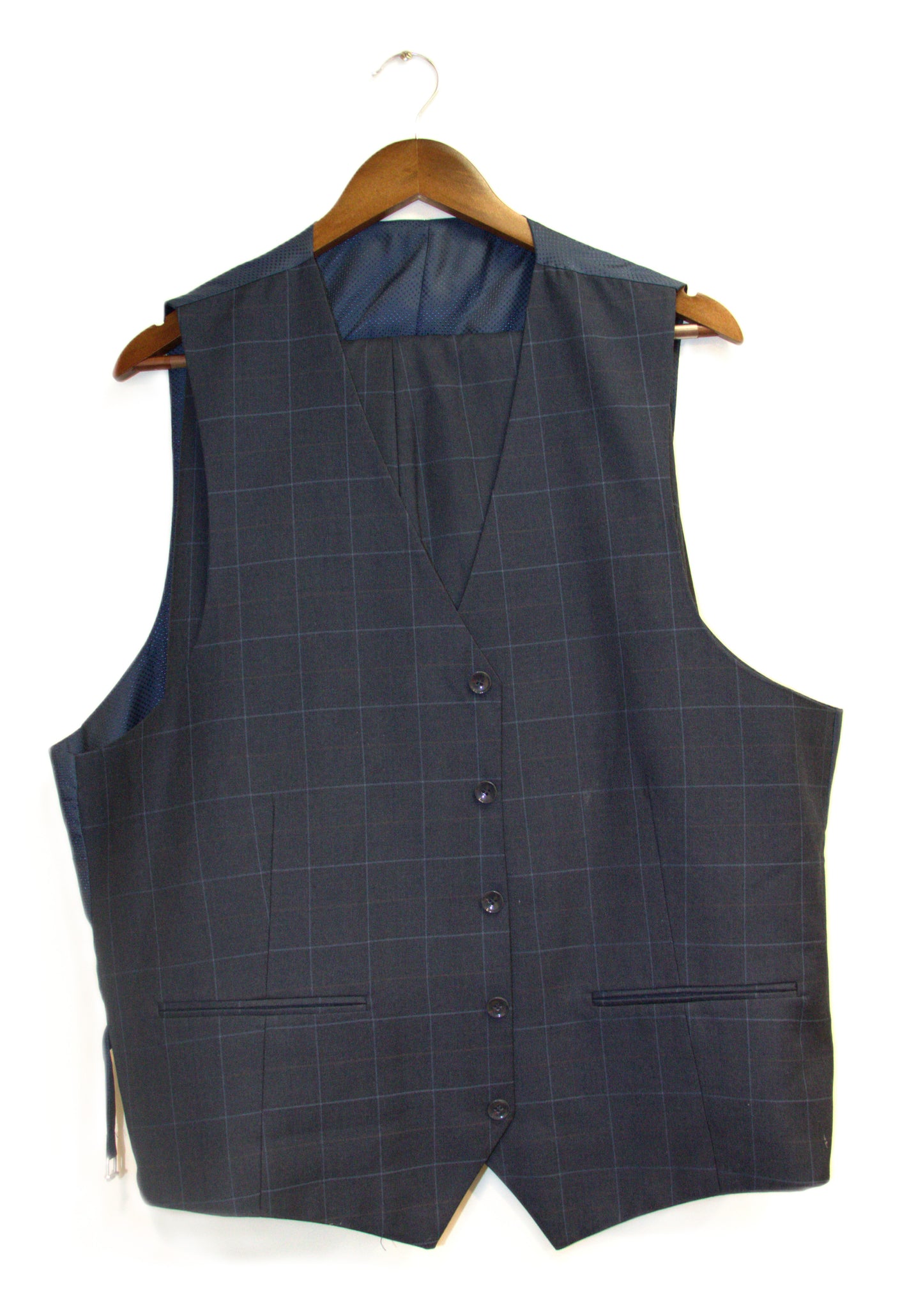 48R Bocaccio Navy Polyester Blend Stripes Size 48R Suit