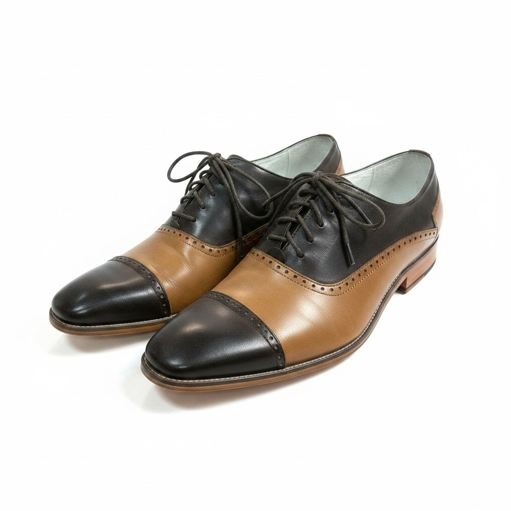 Shoe Size 11 GIOVANNI Caramel/Brown Leather Two Tone Dress Shoes