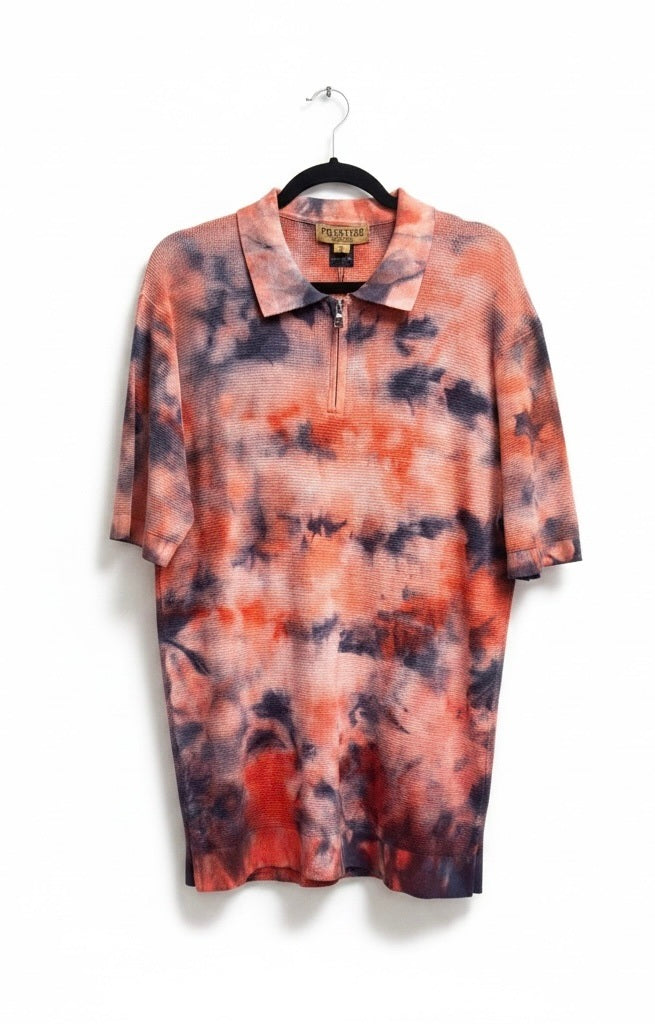 Size XL Prestige Black/Orange Cotton Splash Short Sleeve Shirt