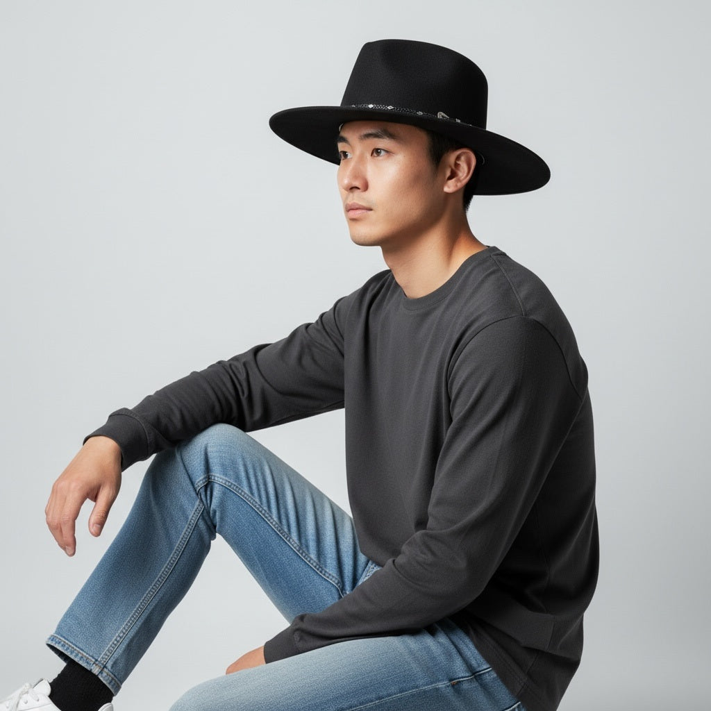 STETSON Black Felt Solid Size 7/38 HATS