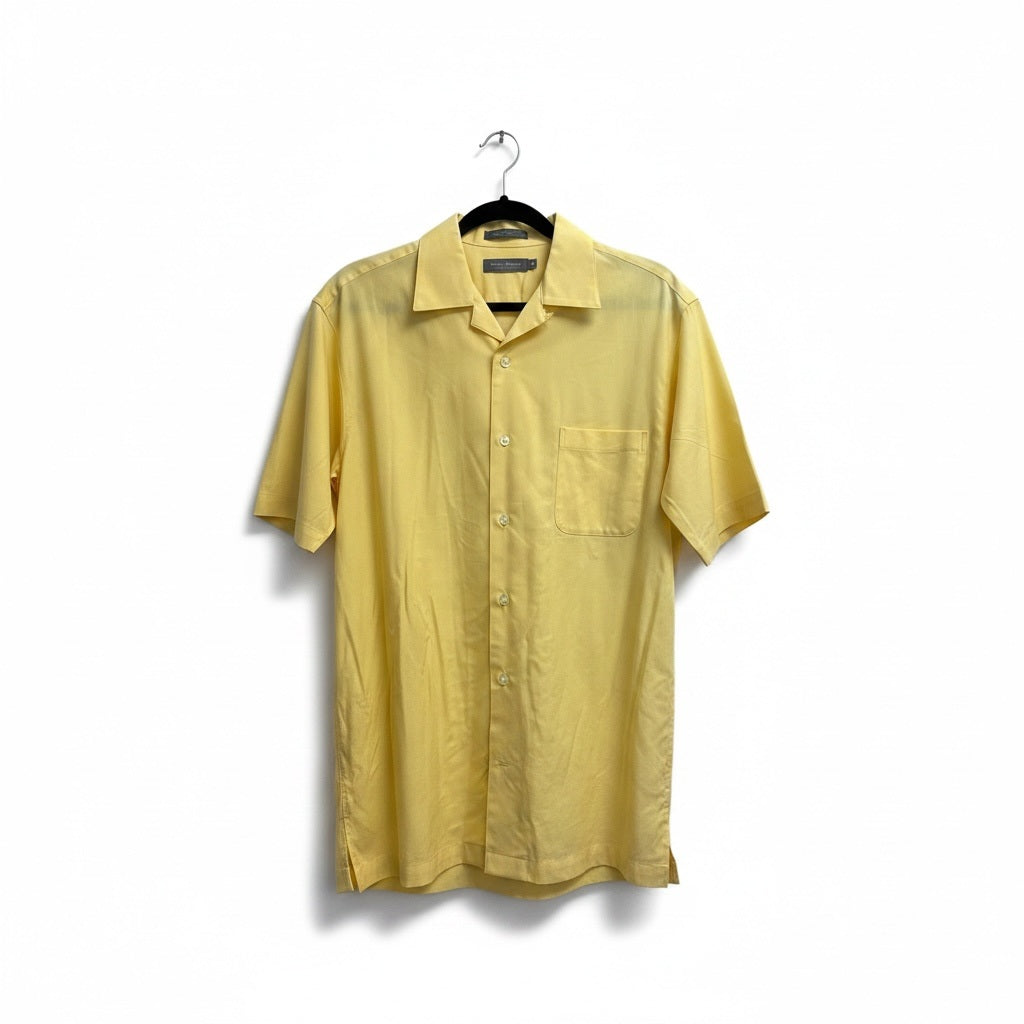 Size S Daniel Cremieux Yellow Cotton Blend Solid Short Sleeve Shirt