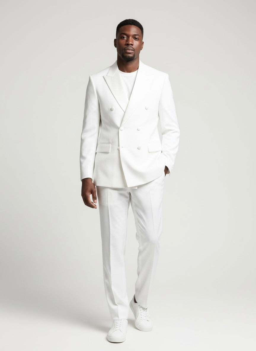 52 Imperial White Wool Solid Size 52R Suit