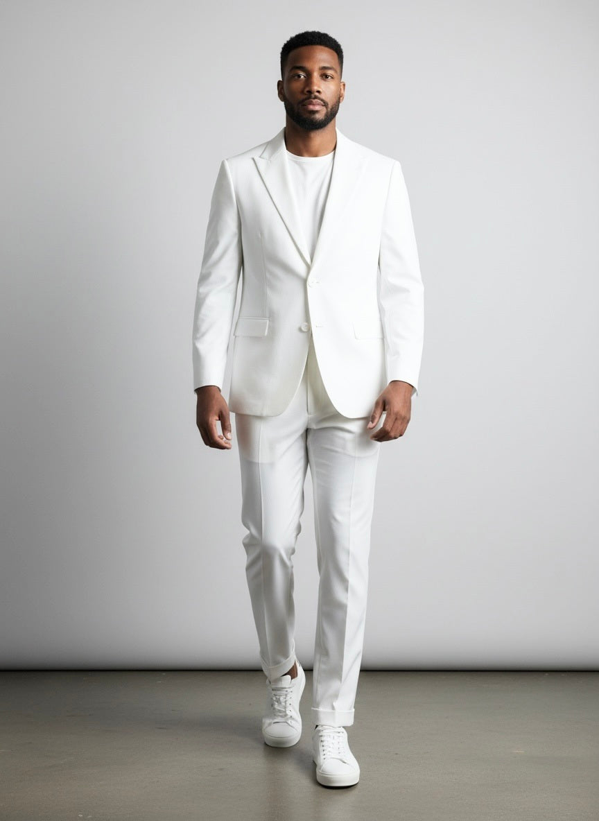 52 Imperial White Wool Black/White Pants Size 52R Suit