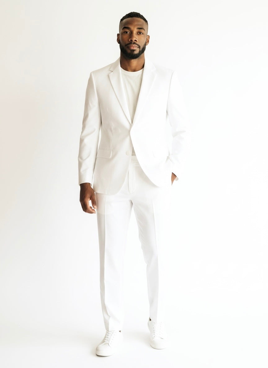 40 Imperial White Wool Solid Size 40 Suit