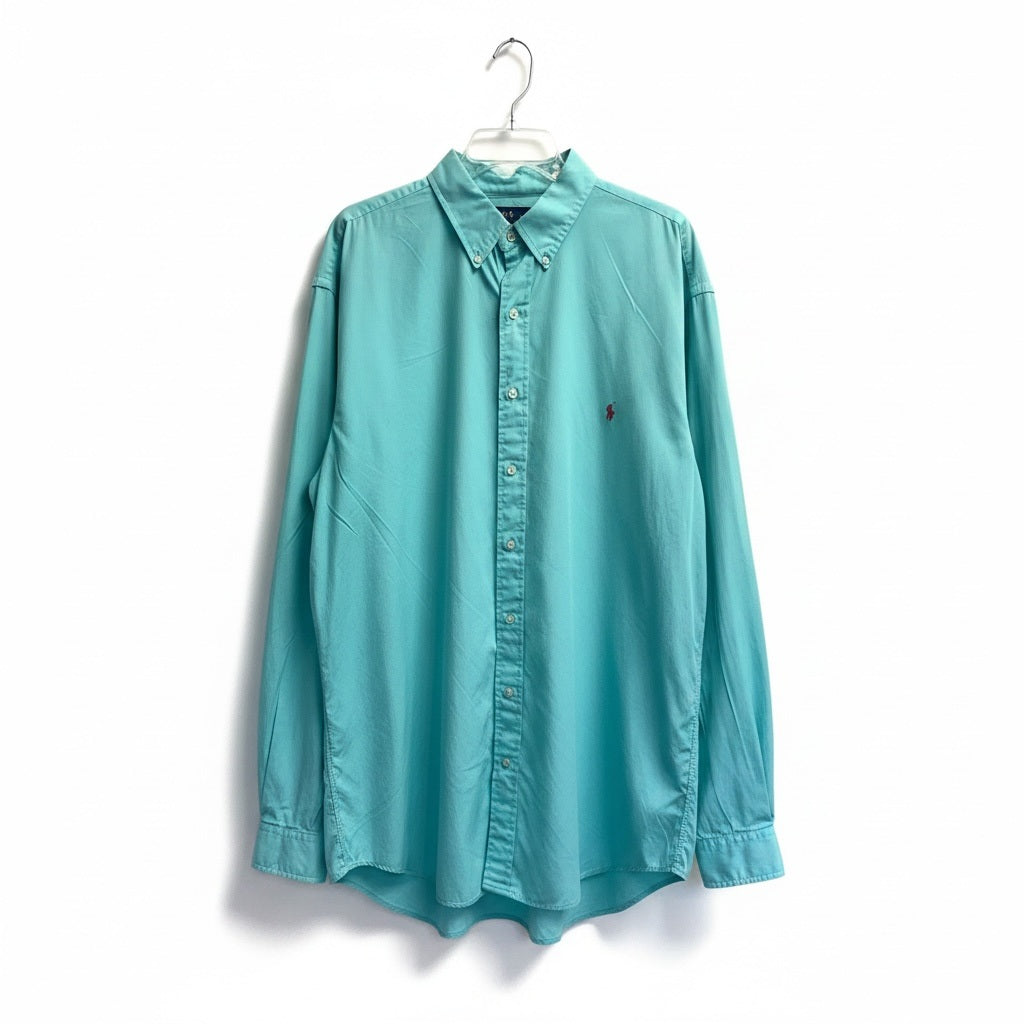 Size XXL/Tall RALPH LAUREN Lime Cotton Solid Long Sleeve Shirt