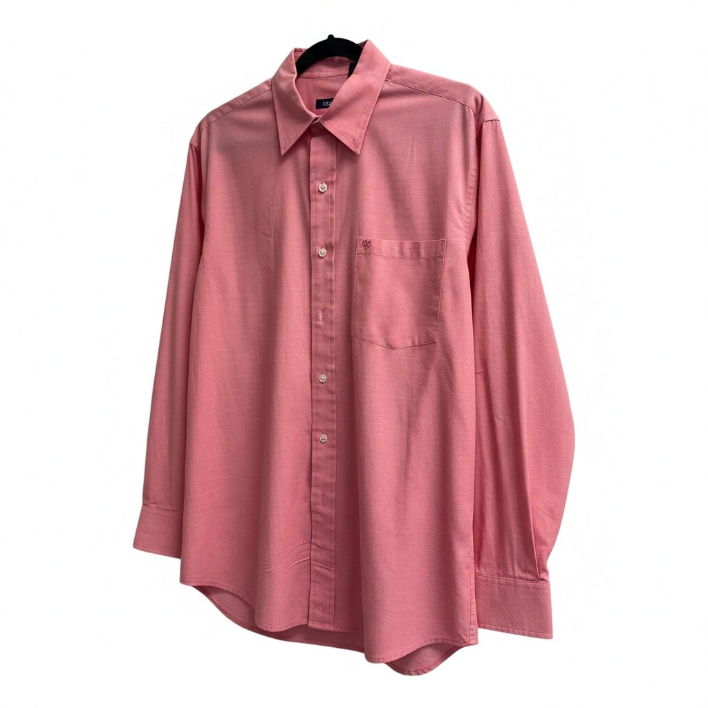 Size M Izod Pink Cotton Solid Long Sleeve Button Down