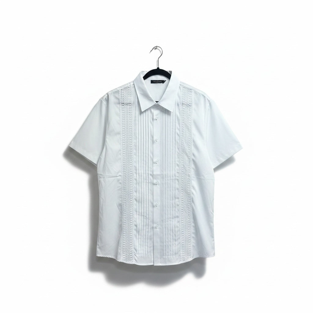 Size XL NXT White Cotton Design Pattern Short Sleeve Collar Shirt