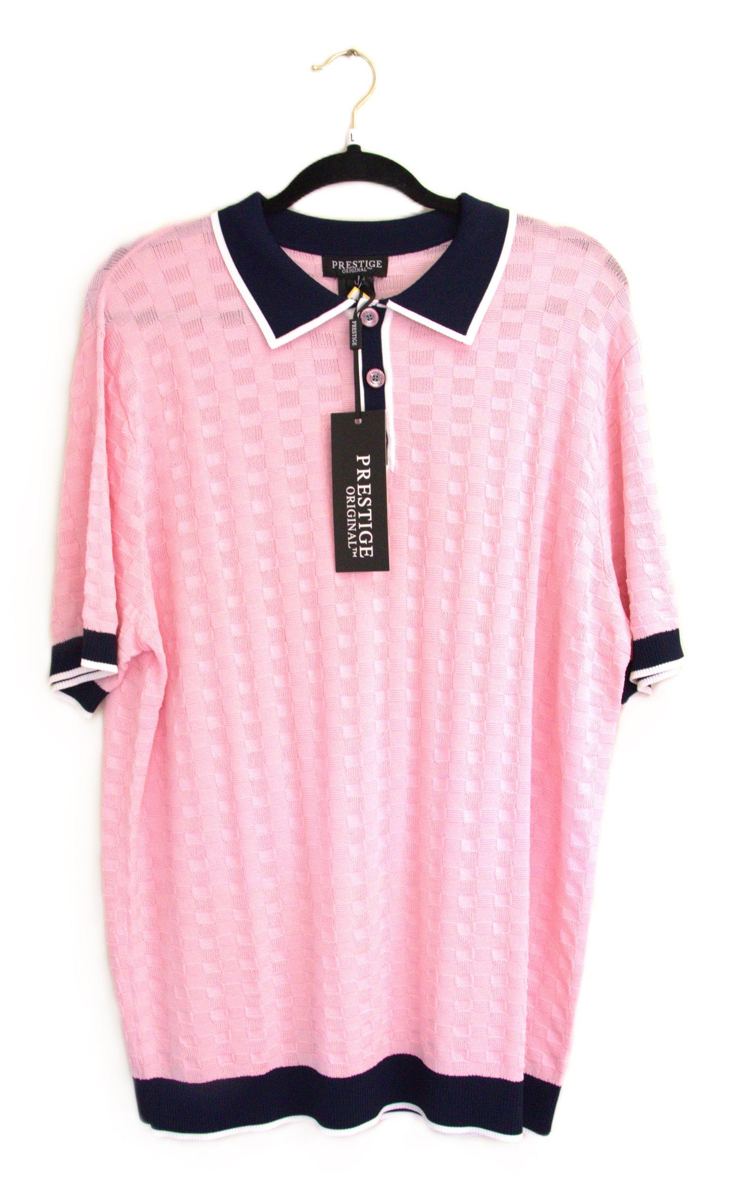 Prestige Pink/Blue Rayon Blend Print Short Sleeve Pullover