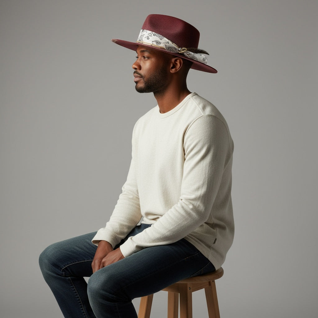 Rocking The Roses Burgundy Felt Frosted Hats