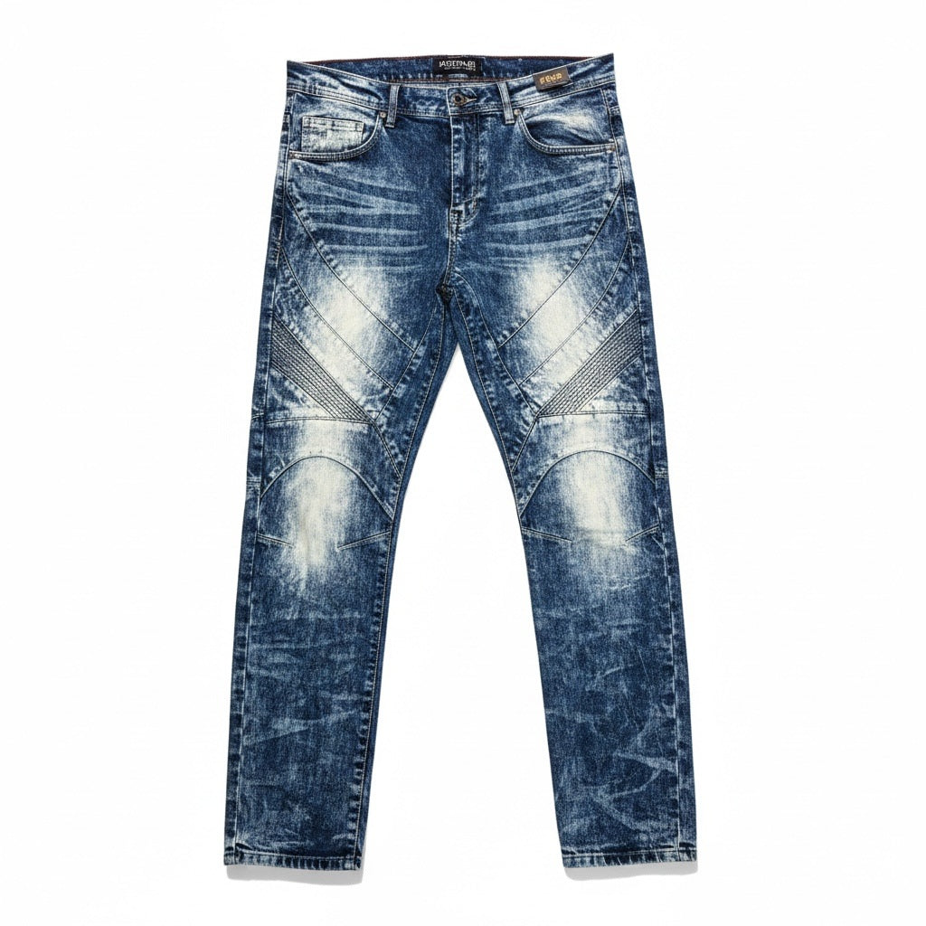 Size 40 ARKE Blue Print Jean Bleached Jeans