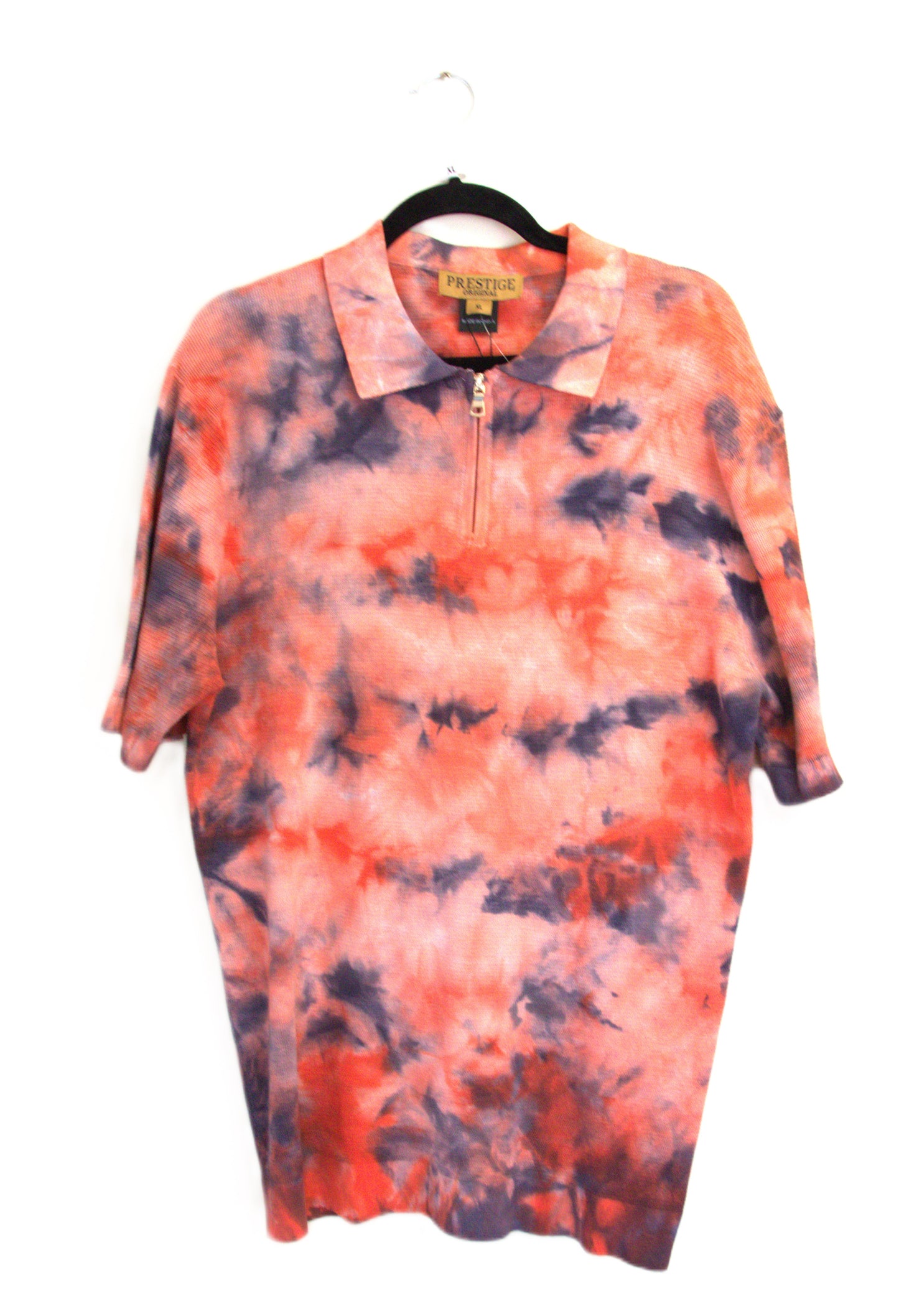 Size XL Prestige Black/Orange Cotton Splash Short Sleeve Shirt