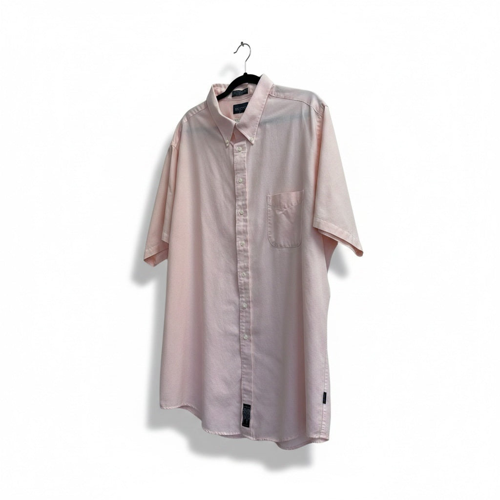 Size 20 Tall MensWear Peach Cotton Blend Solid Short Sleeve Button Down
