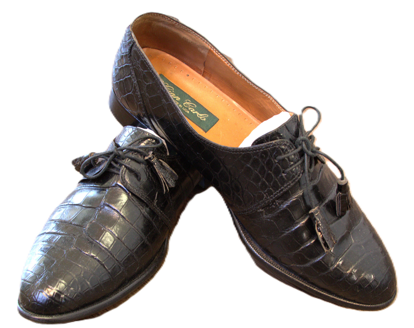 Shoe Size 10.5 Gian Carlo Black Print Alligator Animal Print Dress Shoes