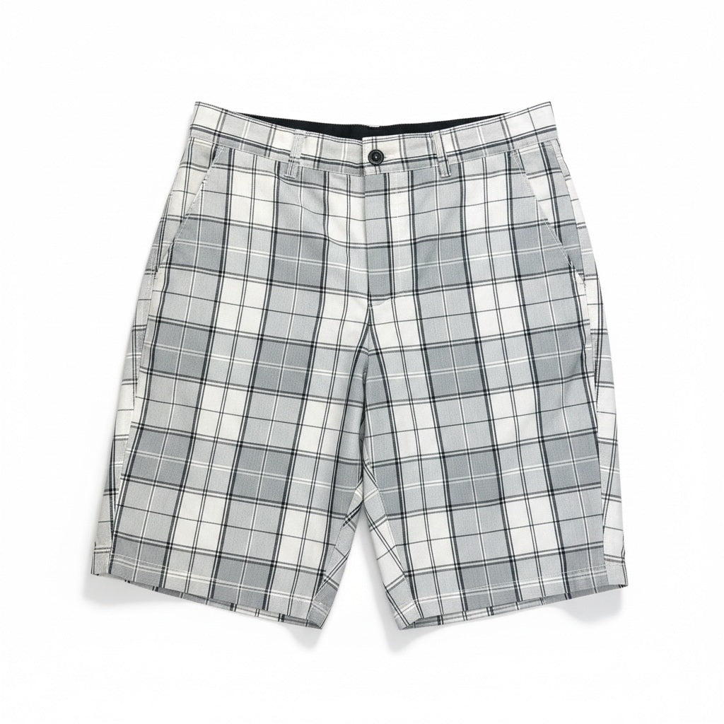 Size 34 Faded Glory BLACK/GRAY Cotton Square Stripes Shorts