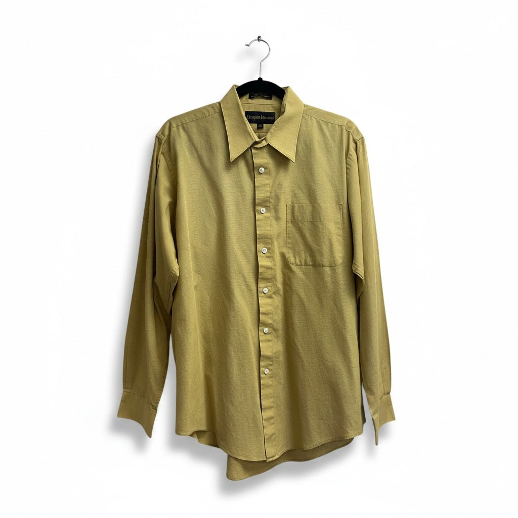 Size L Giorgio Bissoni Gold Cotton Blend Solid Long Sleeve Shirt