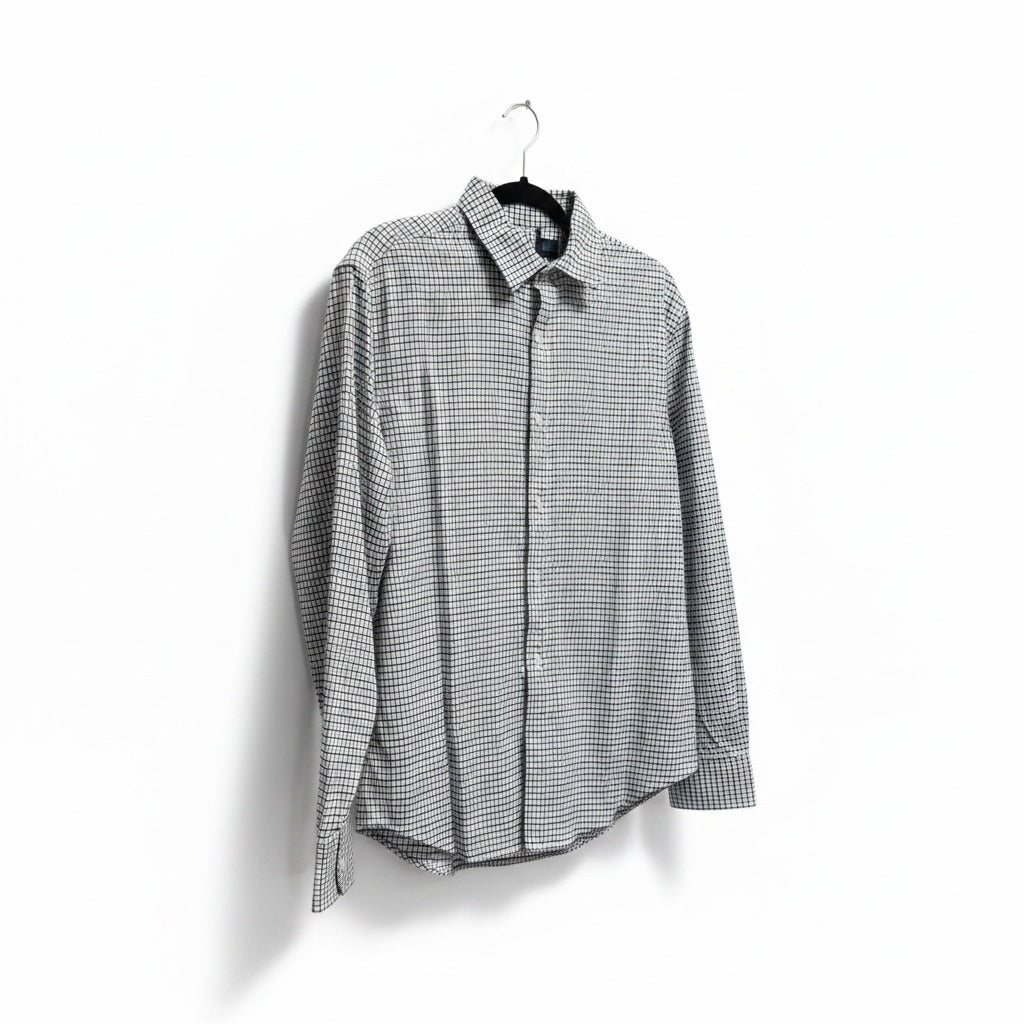 Size 15 1/2 VANHEUSEN Multi-Color Cotton Blend Small Squares Long Sleeve Shirt
