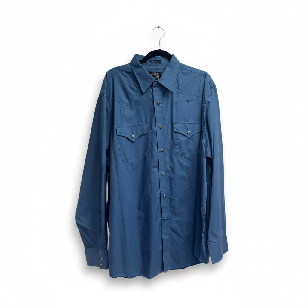 Size XL Pendleton Blue Cotton Blend Solid Long Sleeve Shirt
