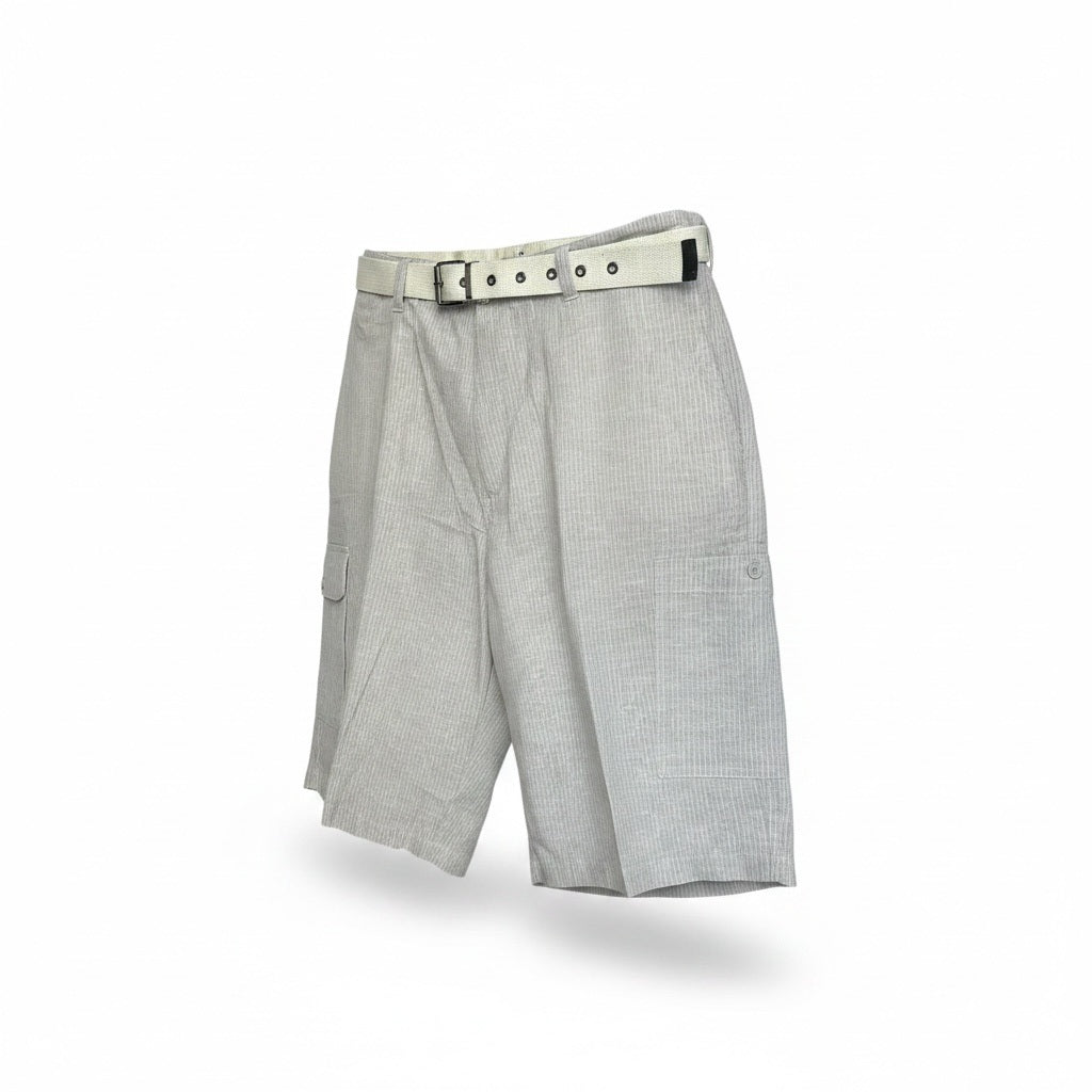 Size 44 V-Gass Tan Linen Stripes Shorts