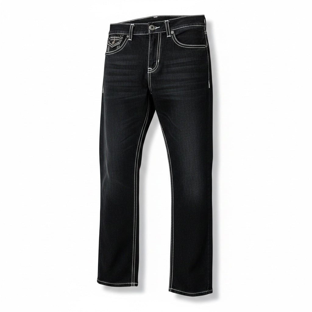 Size 36 True Religion BLACK/GRAY Jean Solid Jeans
