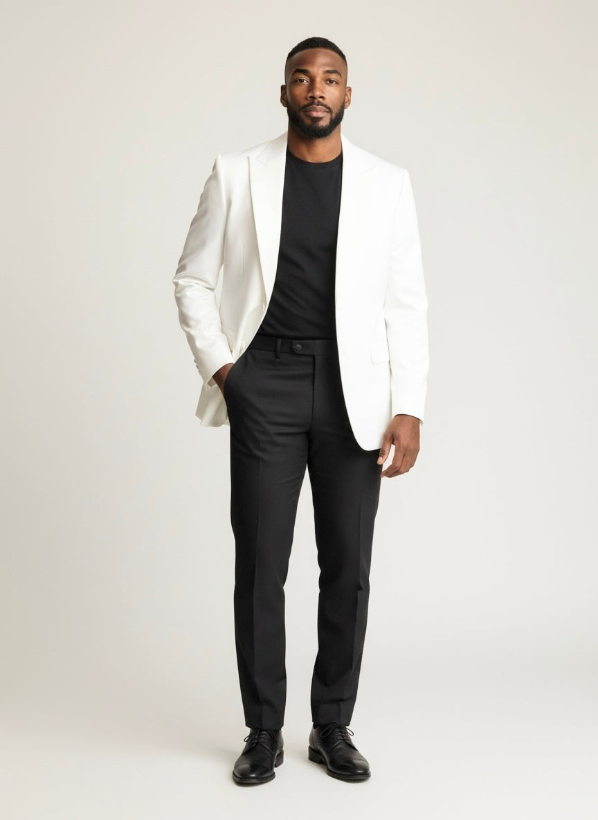 48 Imperial White Wool Black/White Size 48 Suit