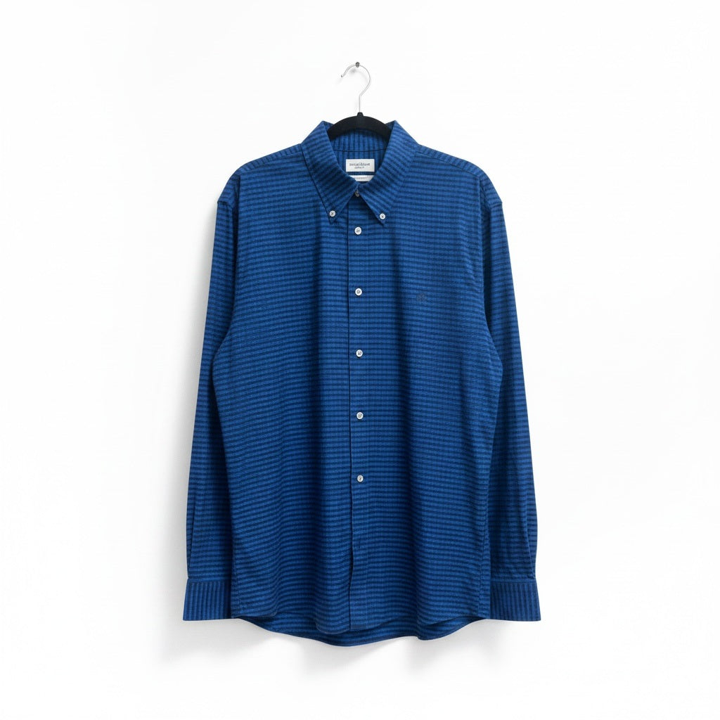 Size XL Brooks Brothers Blue/Black Print Cotton Blend Stripes Long Sleeve Shirt