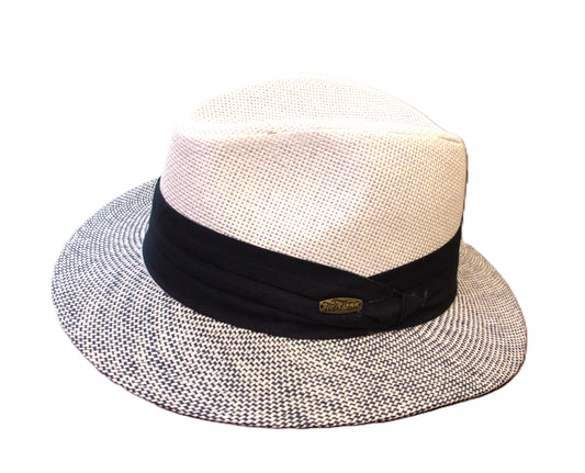 Tidal Tom Blue/White Straw TWEED Size XL Straw Hats