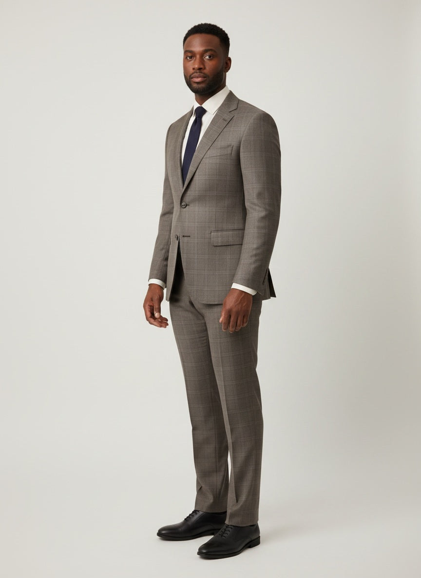 40 Mecca Tan Polyester Blend Print Size 40 Suit