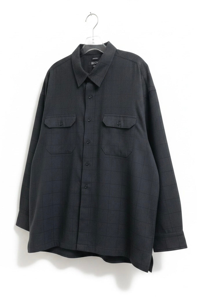 Size 3XL Bruno Black Polyester Squares Long Sleeve Shirt
