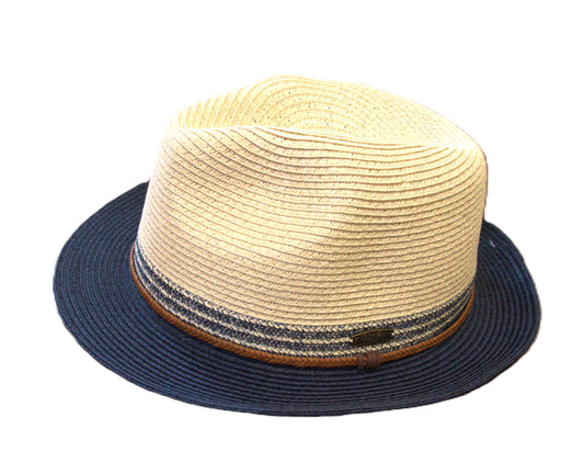 Tidal Tom Tan/Blue Straw Two Tone Size M/L Straw Hats