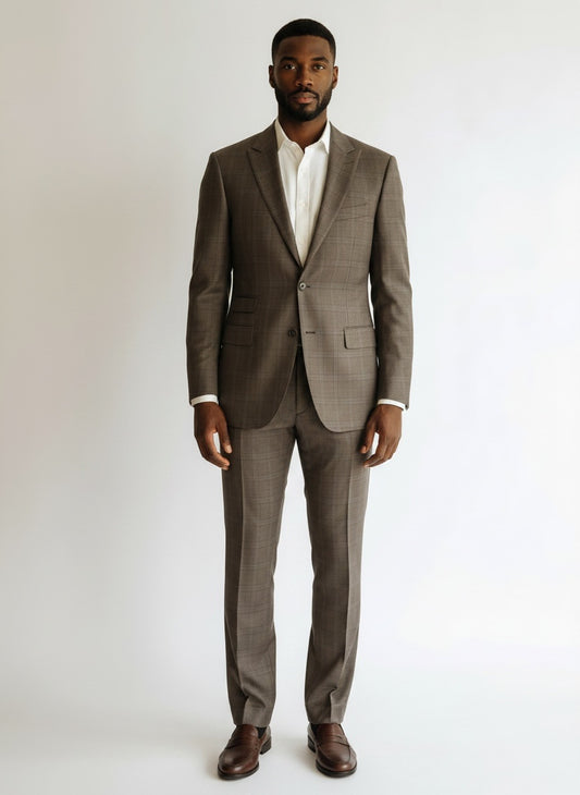40 Mecca Tan Polyester Blend Print Size 40 Suit