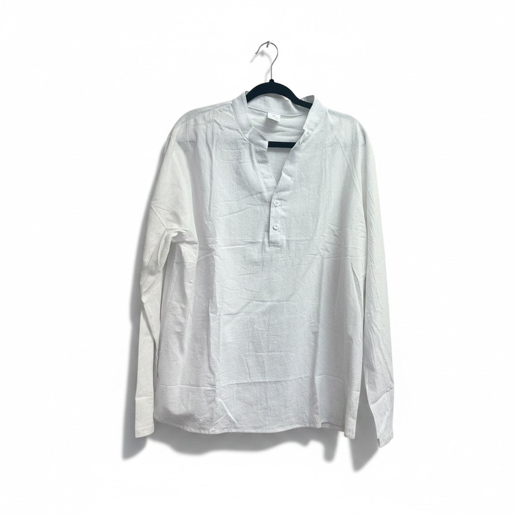Size XXL Universal Thread White Linen Blend Solid Two Piece Casual Set
