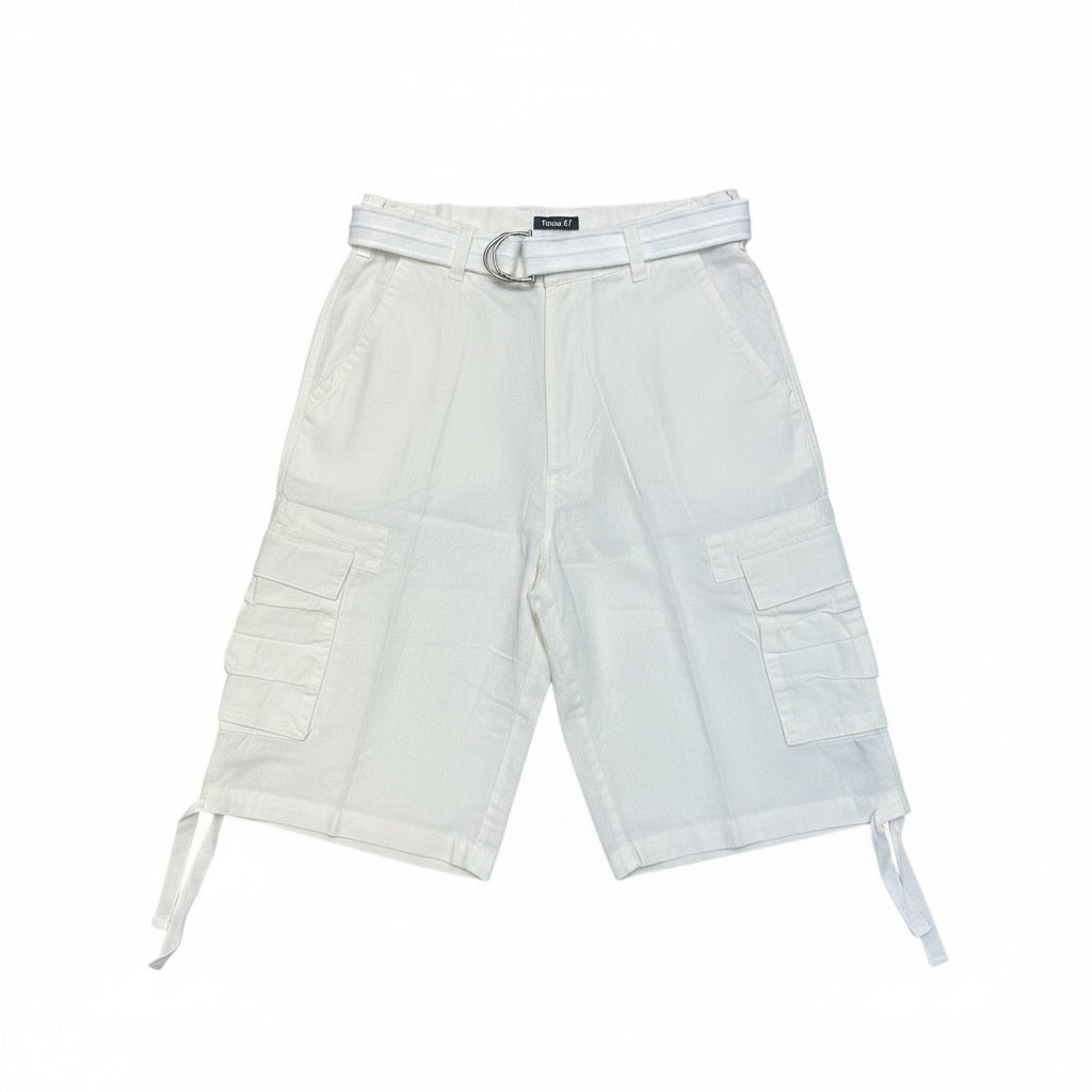 Size 32 Town 47 White Linen Cargo Shorts