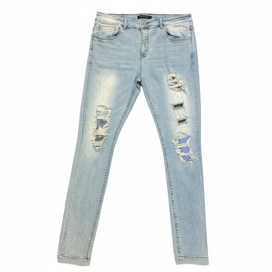 Size 38 Embellish Blue Jean Slash Jeans