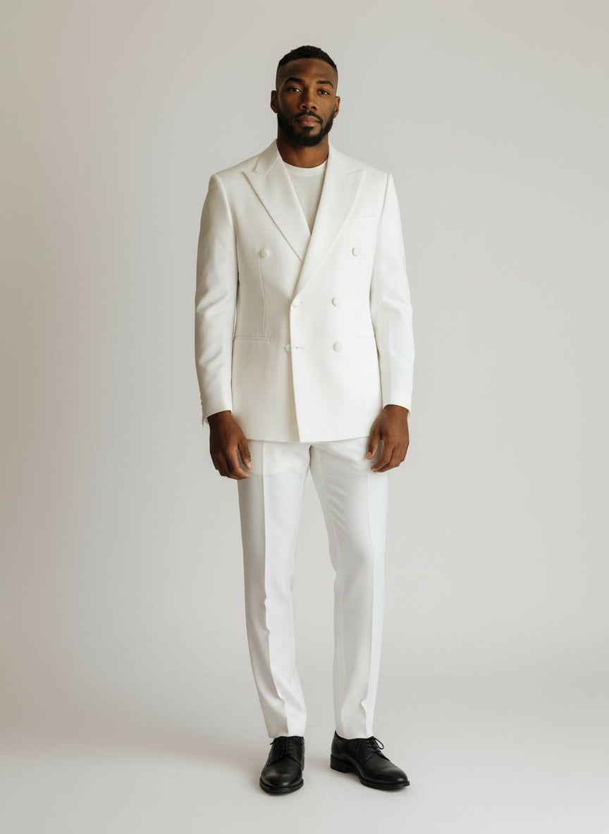 40 Imperial White Wool Solid Size 40 Suit