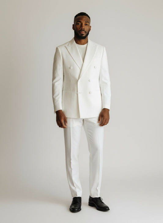 40 Imperial White Wool Solid Size 40 Suit