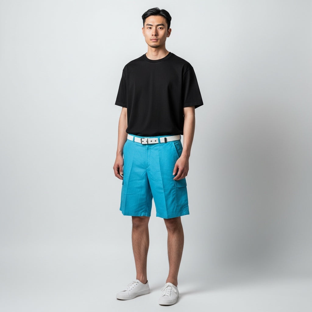 Size 42 Maireen Teal Linen Solid Shorts