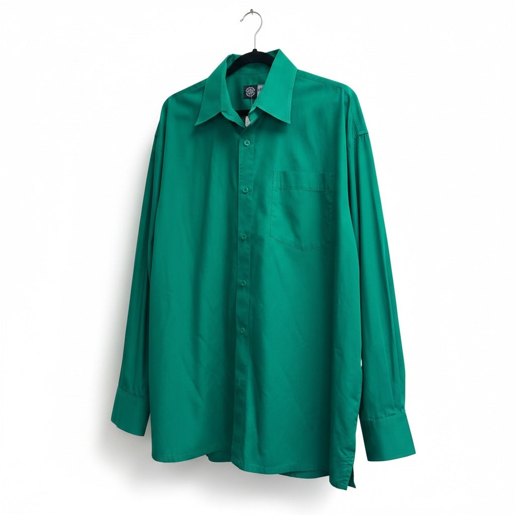 Size XXL Noiz Green Cotton Solid Long Sleeve Shirt