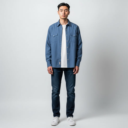 Size XL Pendleton Blue Cotton Blend Solid Long Sleeve Shirt