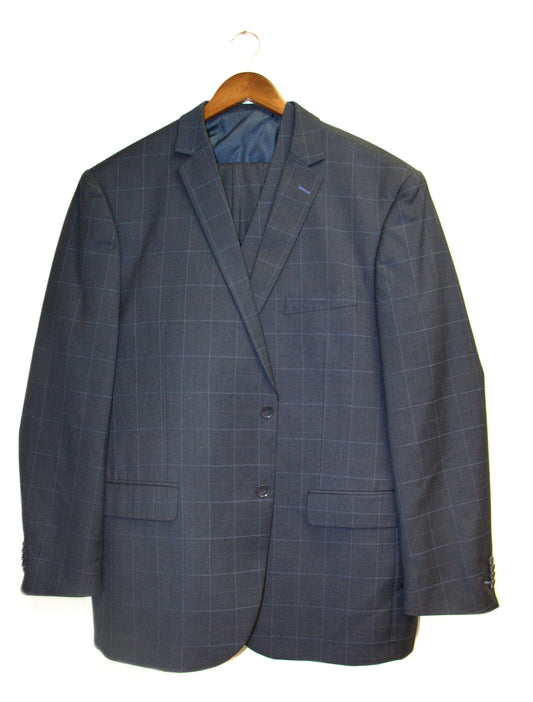 48R Bocaccio Navy Polyester Blend Stripes Size 48R Suit