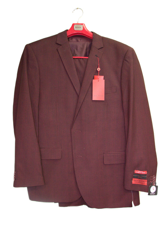 48R Bocaccio Burgundy Polyester Blend Stripes Size 48R Suit