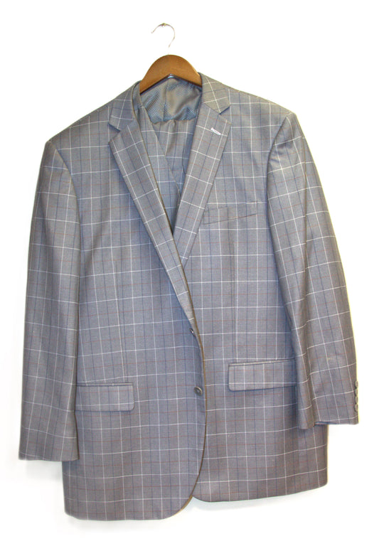 48R Bocaccio Gray Polyester Blend Stripes Size 48R Suit