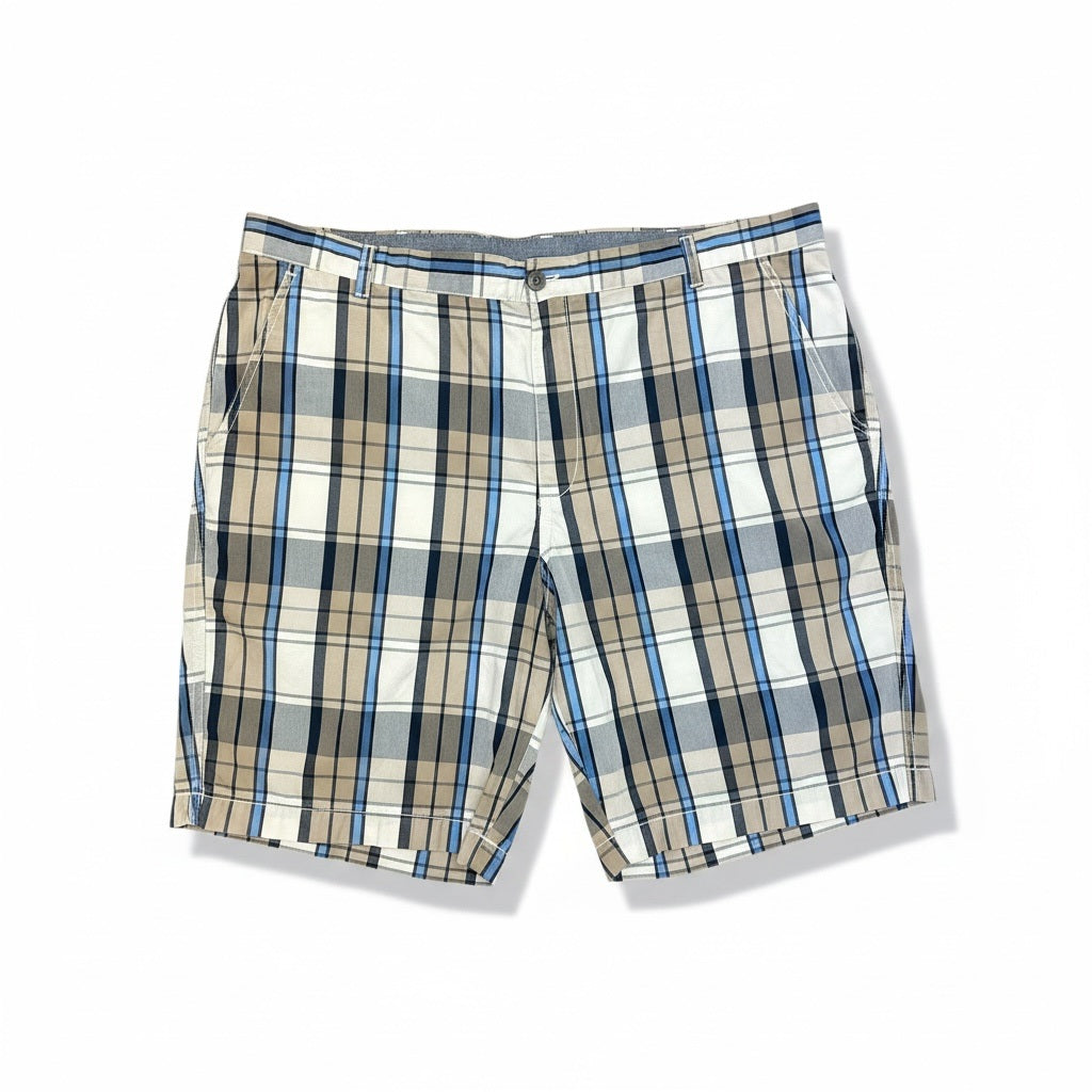 Size 42 Izod Blue/Black Print Cotton Square Stripes Shorts