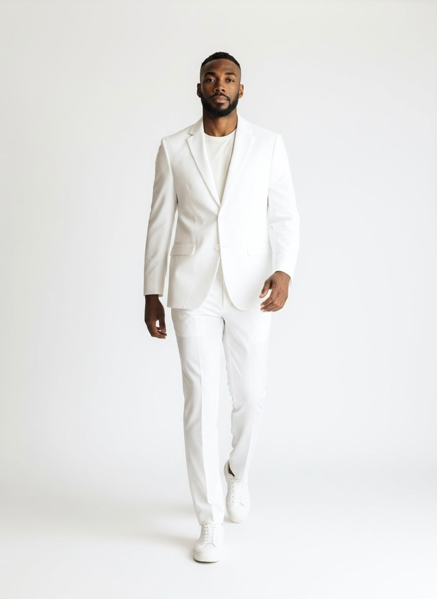 40 Imperial White Wool Solid Size 40 Suit
