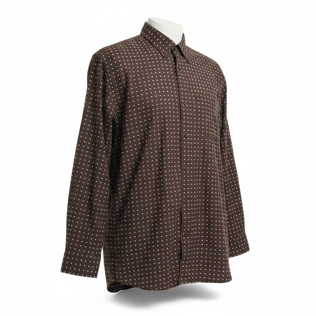 Size 3XL/Tall Burberry Brown/Tan Cotton Blend Squares Long Sleeve Shirt