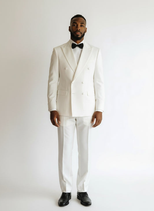 44 Imperial White Wool Solid Size 44 Suit