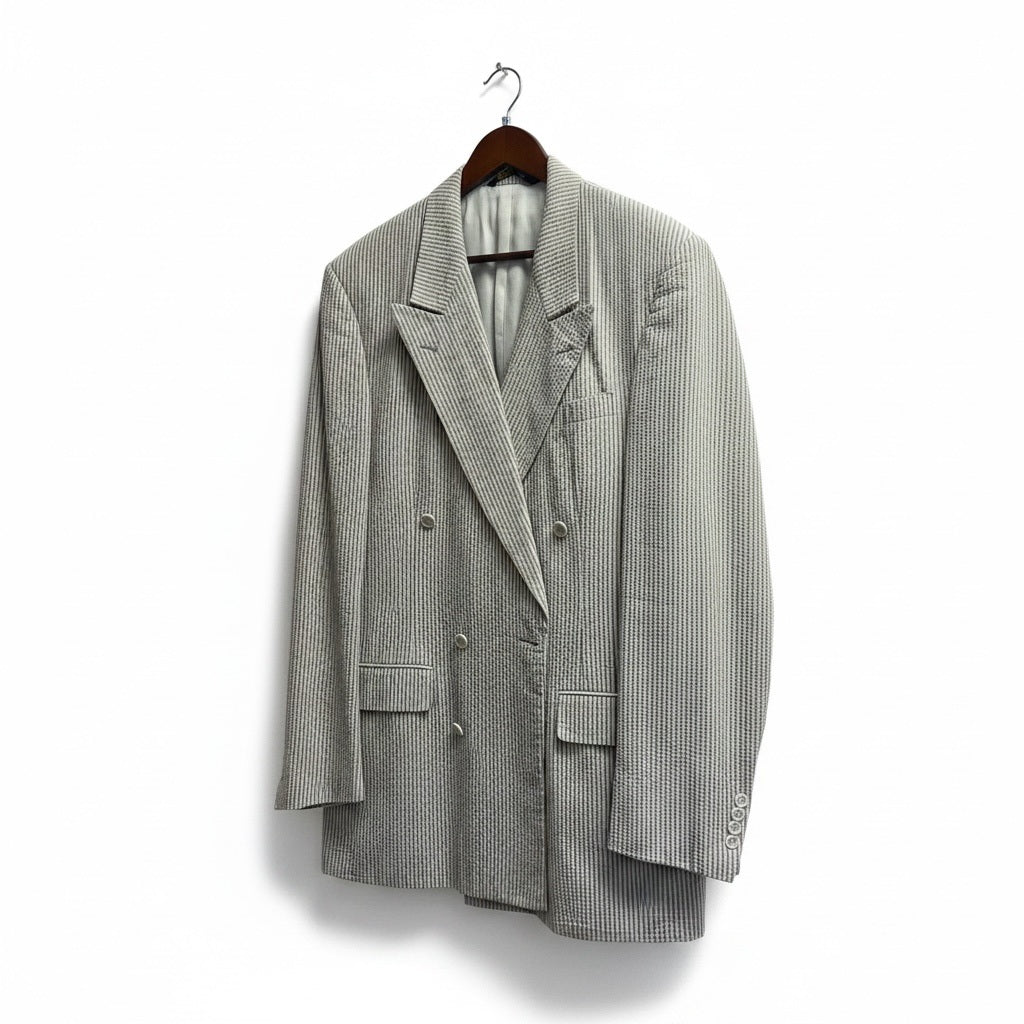 42L RALPH LAUREN Cream/Tan Linen Stripes Size 42L Suit