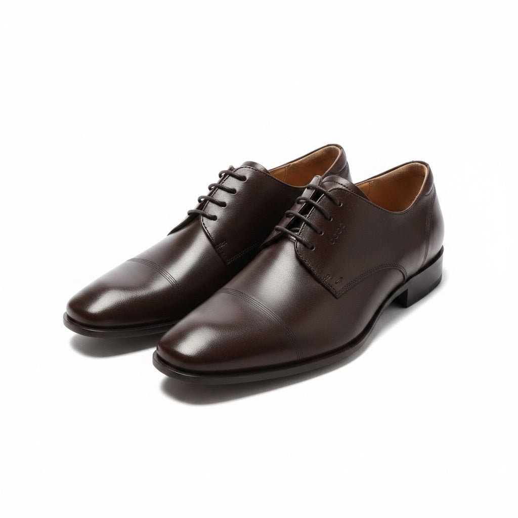 Shoe Size 11 Ecco Brown Leather Solid Dress Shoes