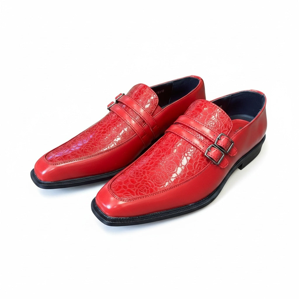 Shoe Size 12 Bolano Red Faux Leather Solid Dress Shoes