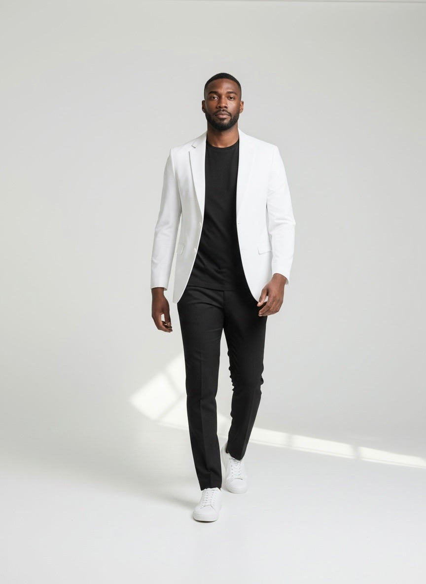 52 Imperial White Wool Black/White Pants Size 52R Suit