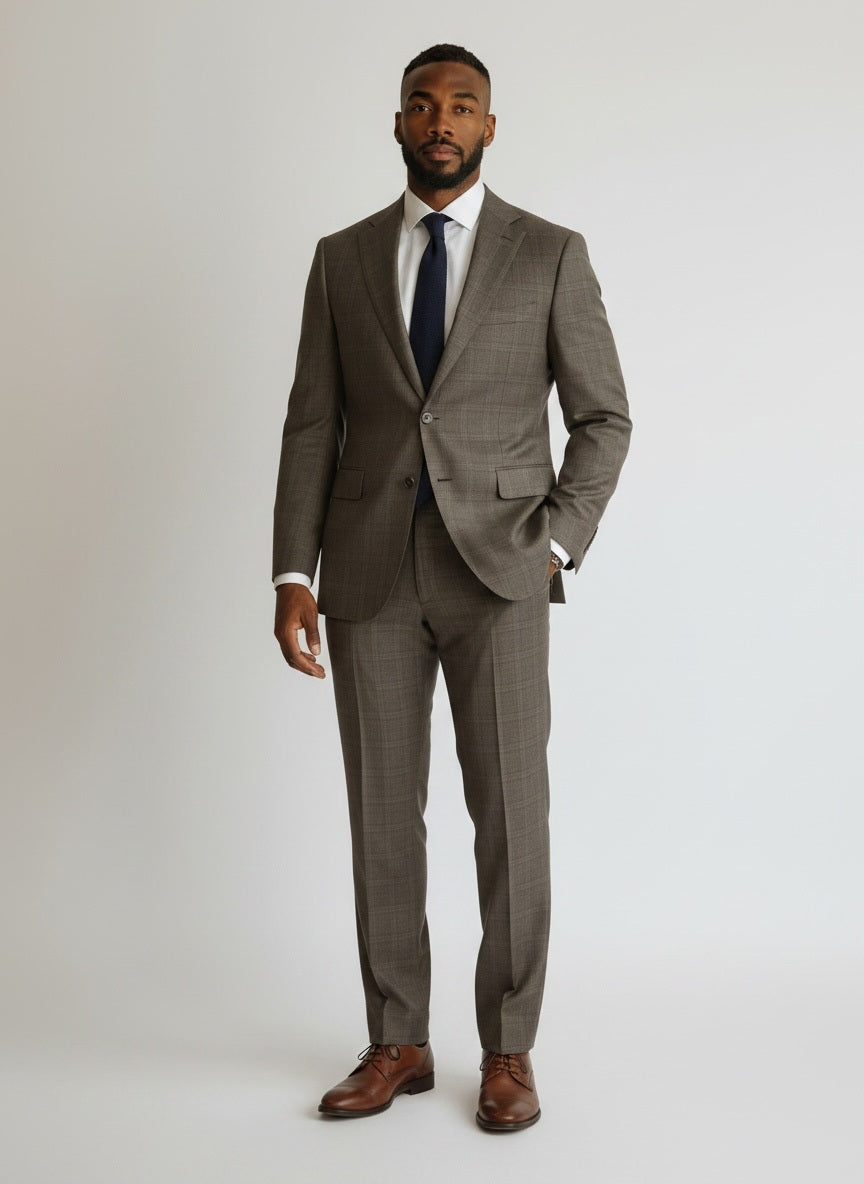 40 Mecca Tan Polyester Blend Print Size 40 Suit
